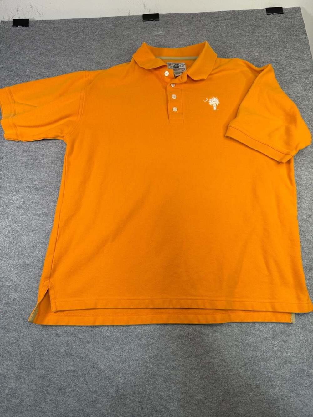 Eagle Dry Goods Co. Polo Shirt Size L Orange Palm Tree Logo Cotton